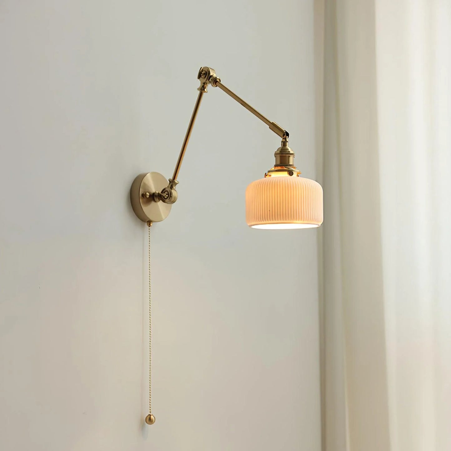 Ceramic Brass Retractable Arm Wall Light