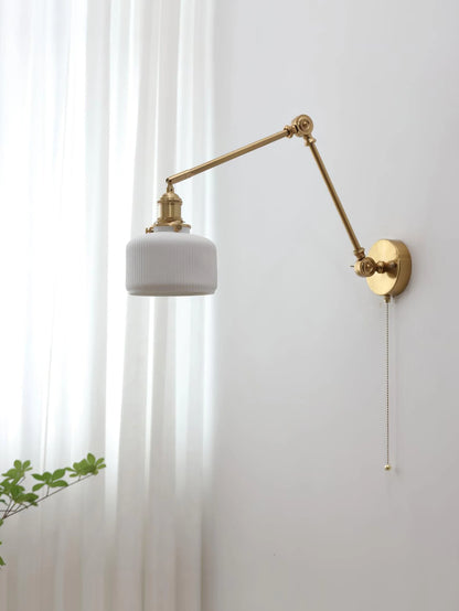Ceramic Brass Retractable Arm Wall Light