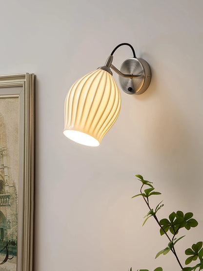 Ceramic Ribbed Wall Light