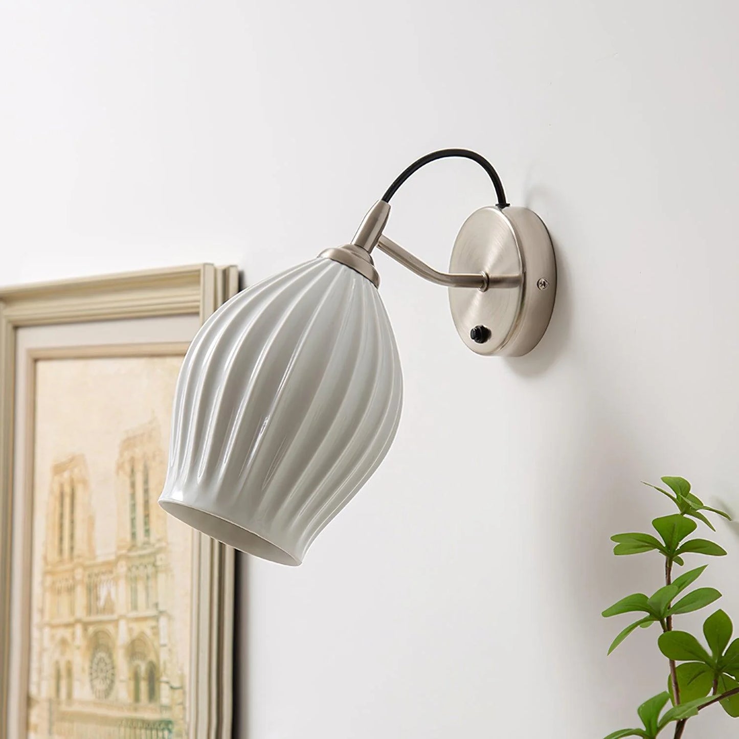 Ceramic Ribbed Wall Light
