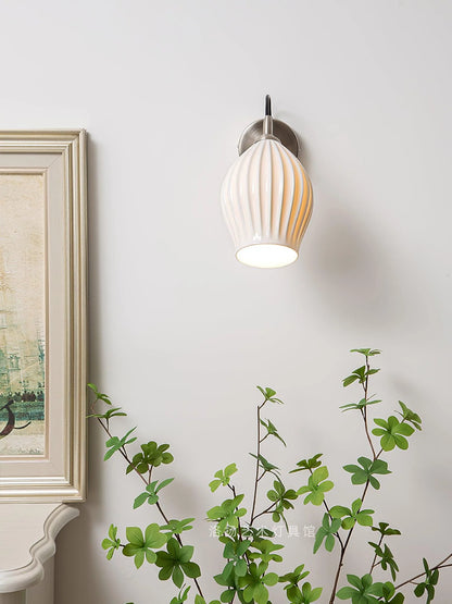 Ceramic Ribbed Wall Light