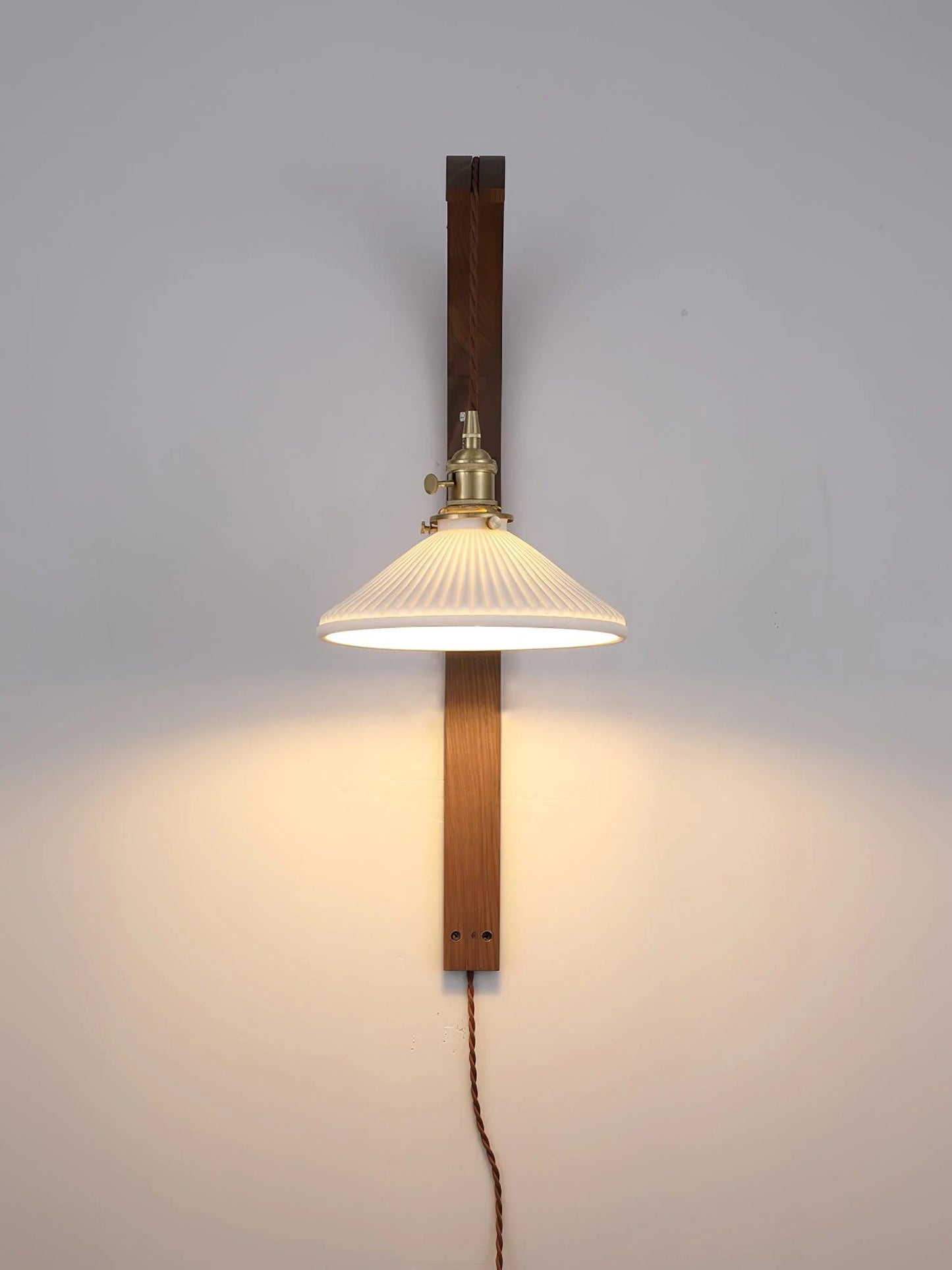 Curved Walnut Ceramic Wall Light