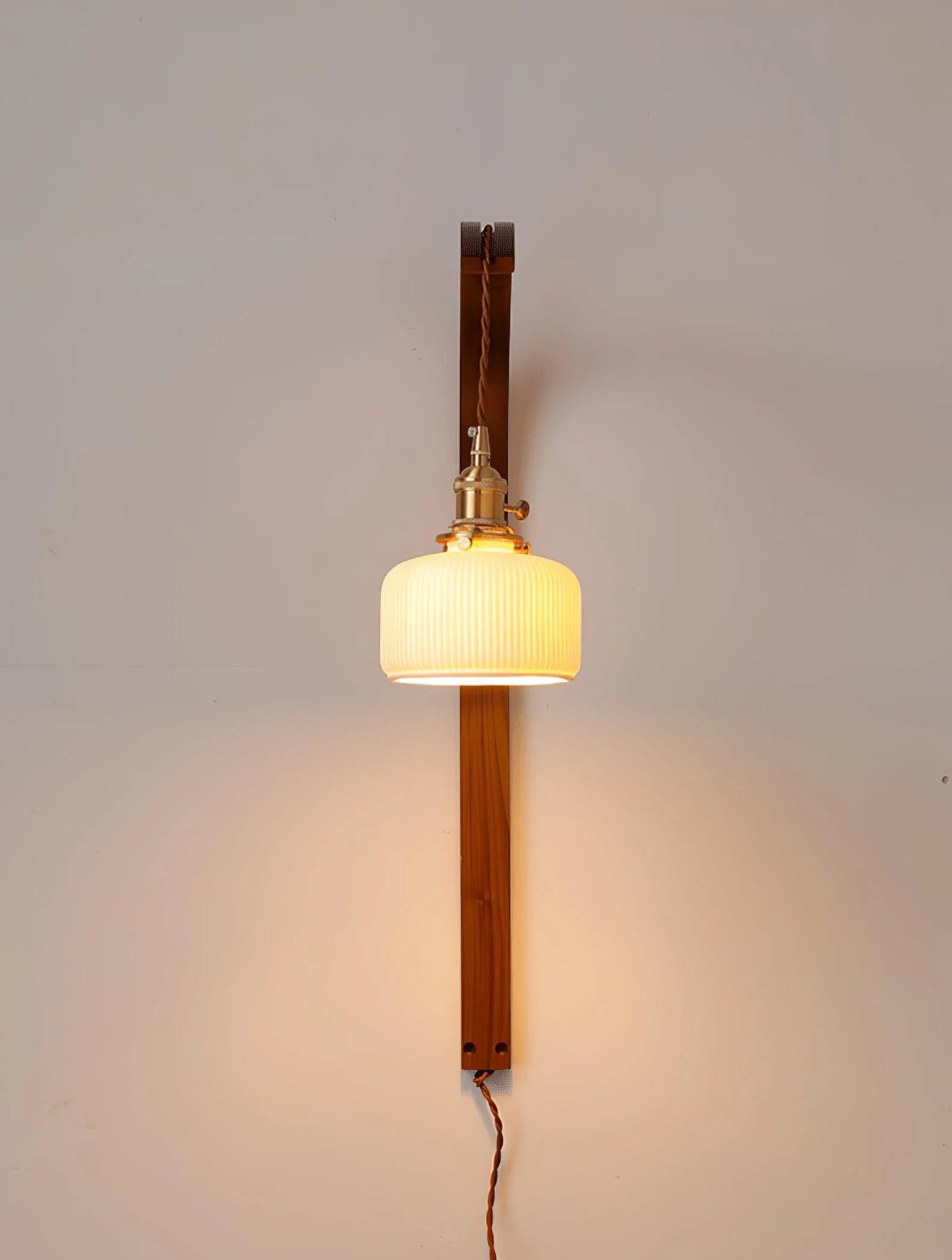 Curved Walnut Ceramic Wall Light