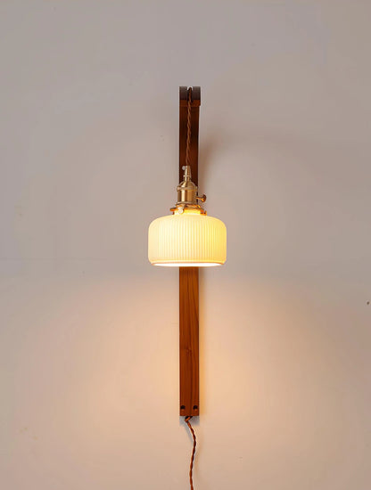 Curved Walnut Ceramic Wall Light