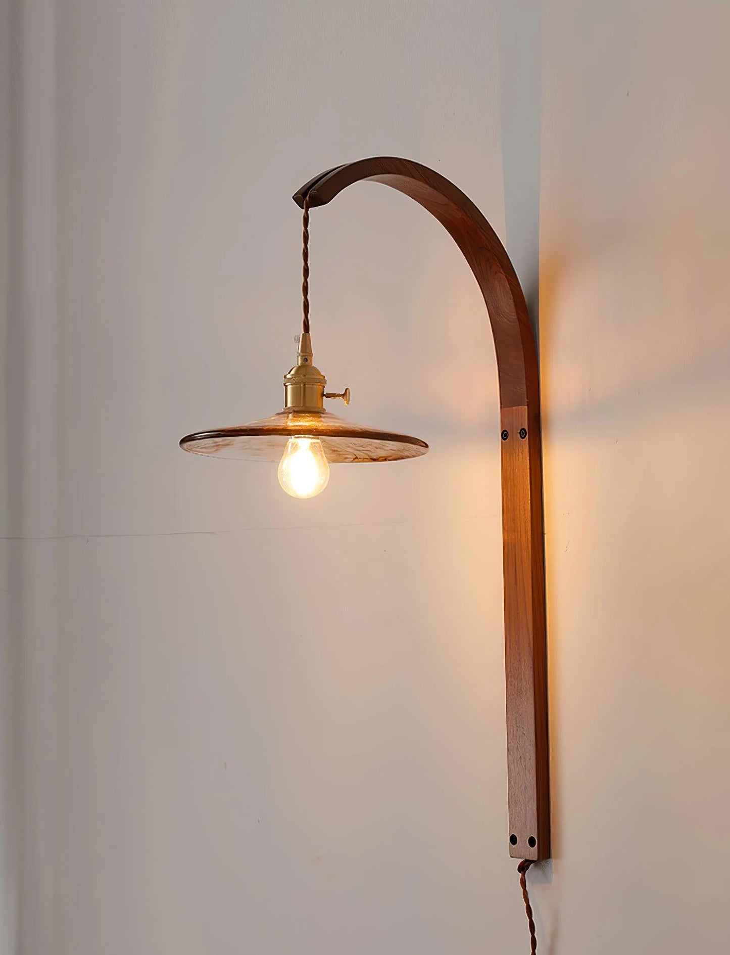 Curved Walnut Ceramic Wall Light