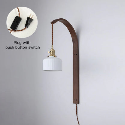 Curved Walnut Ceramic Wall Light