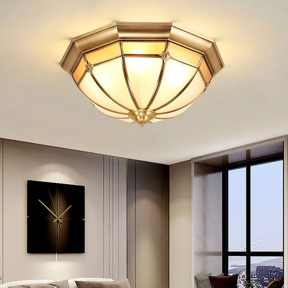 Dome Brass Flush Ceiling Lamp