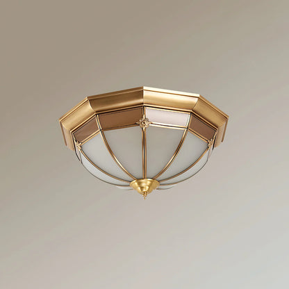 Dome Brass Flush Ceiling Lamp