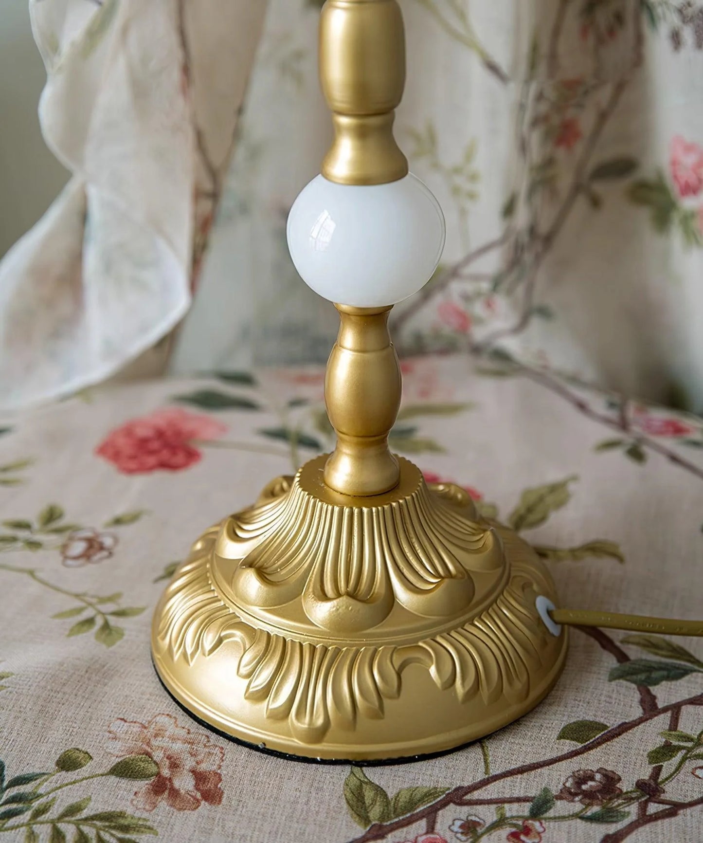 Edwardian Table Lamp with Appliquéd Beaded Shade