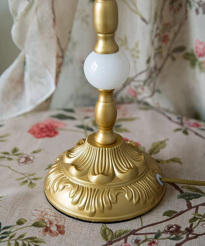 Edwardian Table Lamp with Appliquéd Beaded Shade