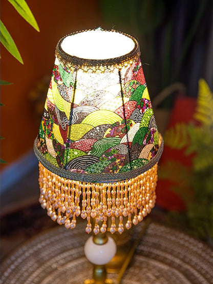 Edwardian Table Lamp with Appliquéd Beaded Shade