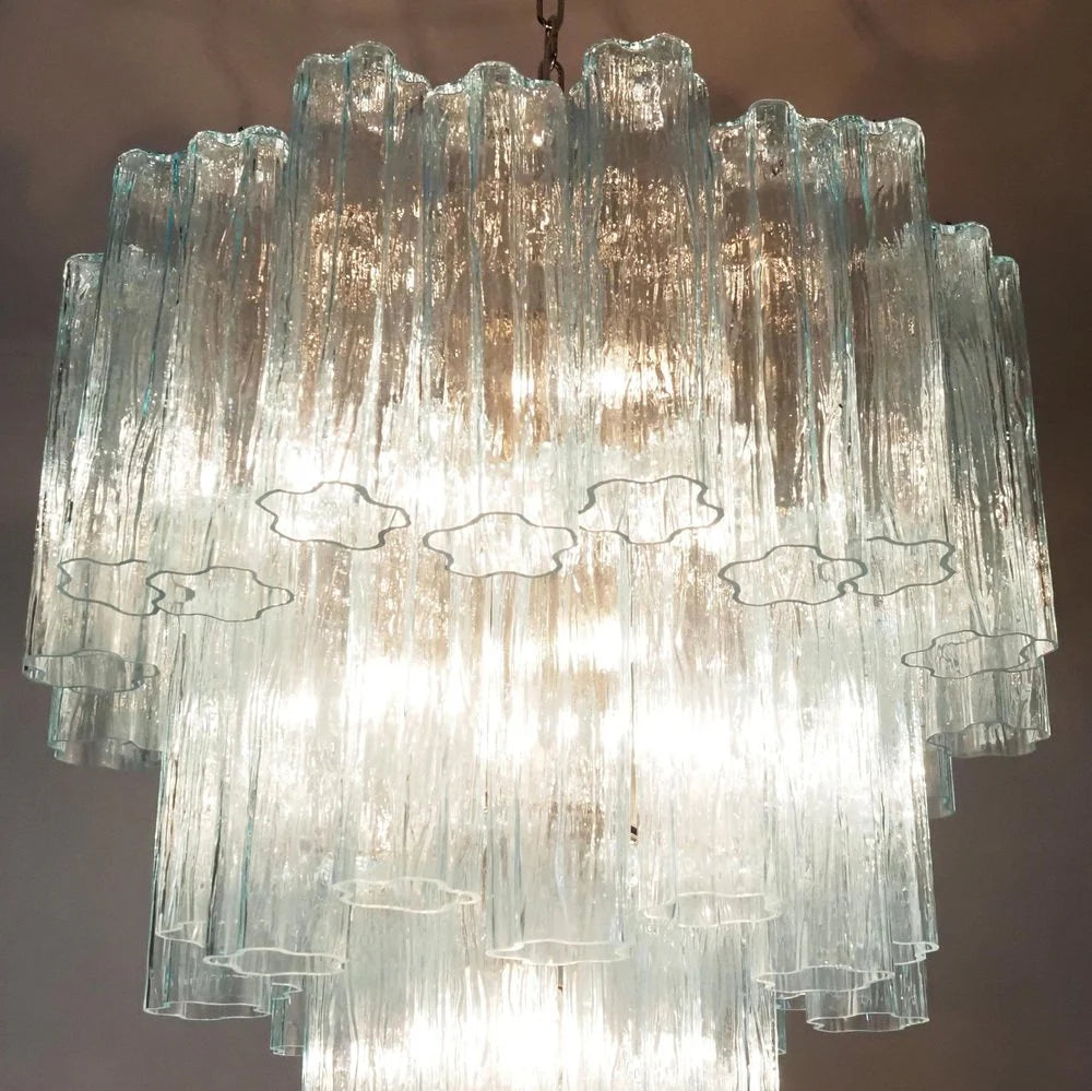 Elegant Blue Murano Tube Chandelier