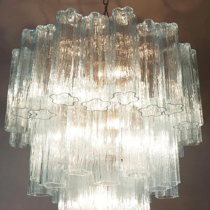 Elegant Blue Murano Tube Chandelier
