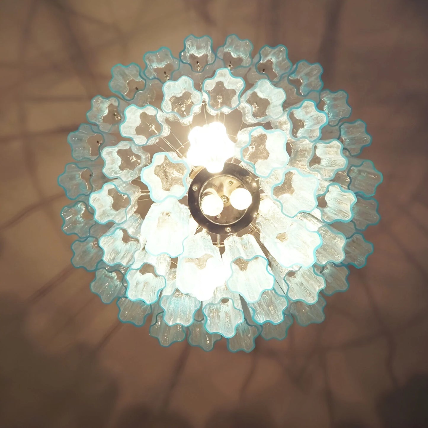 Elegant Blue Murano Tube Chandelier