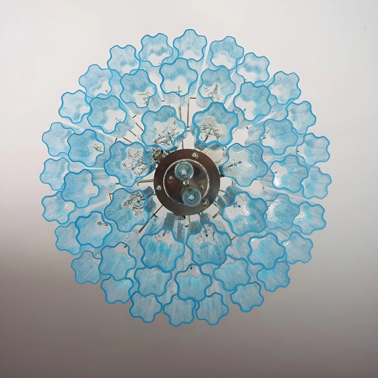 Elegant Blue Murano Tube Chandelier