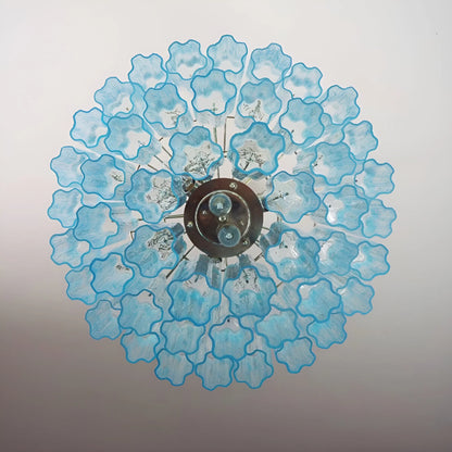 Elegant Blue Murano Tube Chandelier