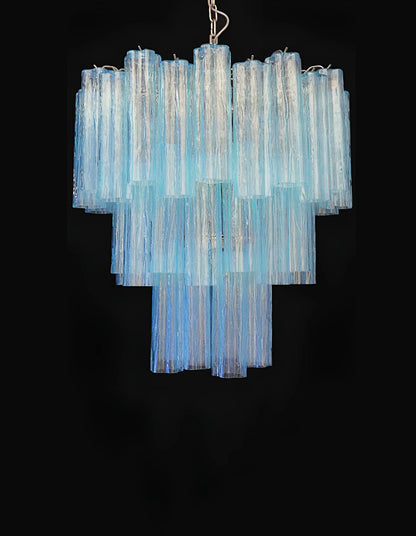 Elegant Blue Murano Tube Chandelier