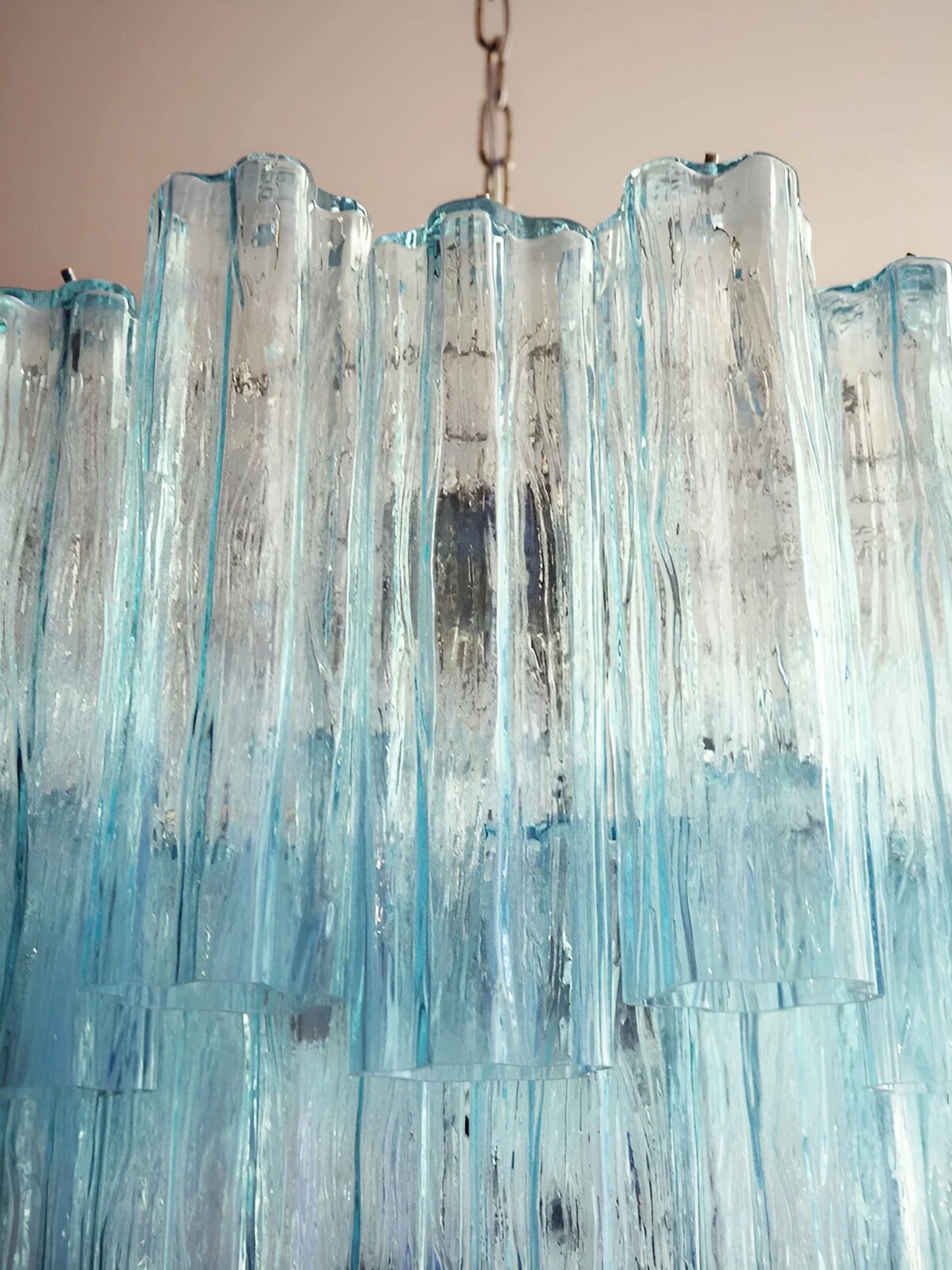 Elegant Blue Murano Tube Chandelier