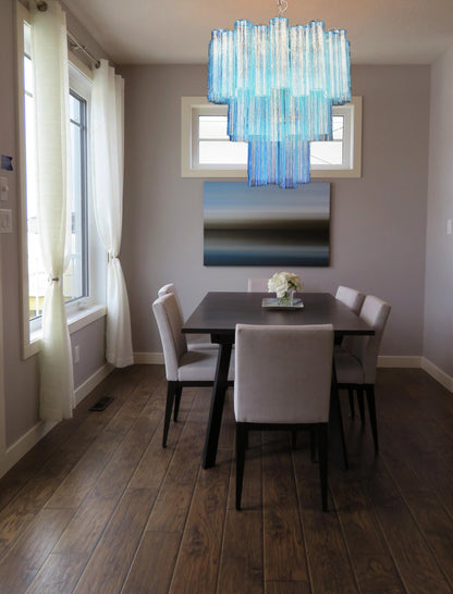 Elegant Blue Murano Tube Chandelier