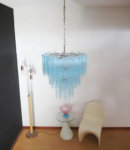 Elegant Blue Murano Tube Chandelier
