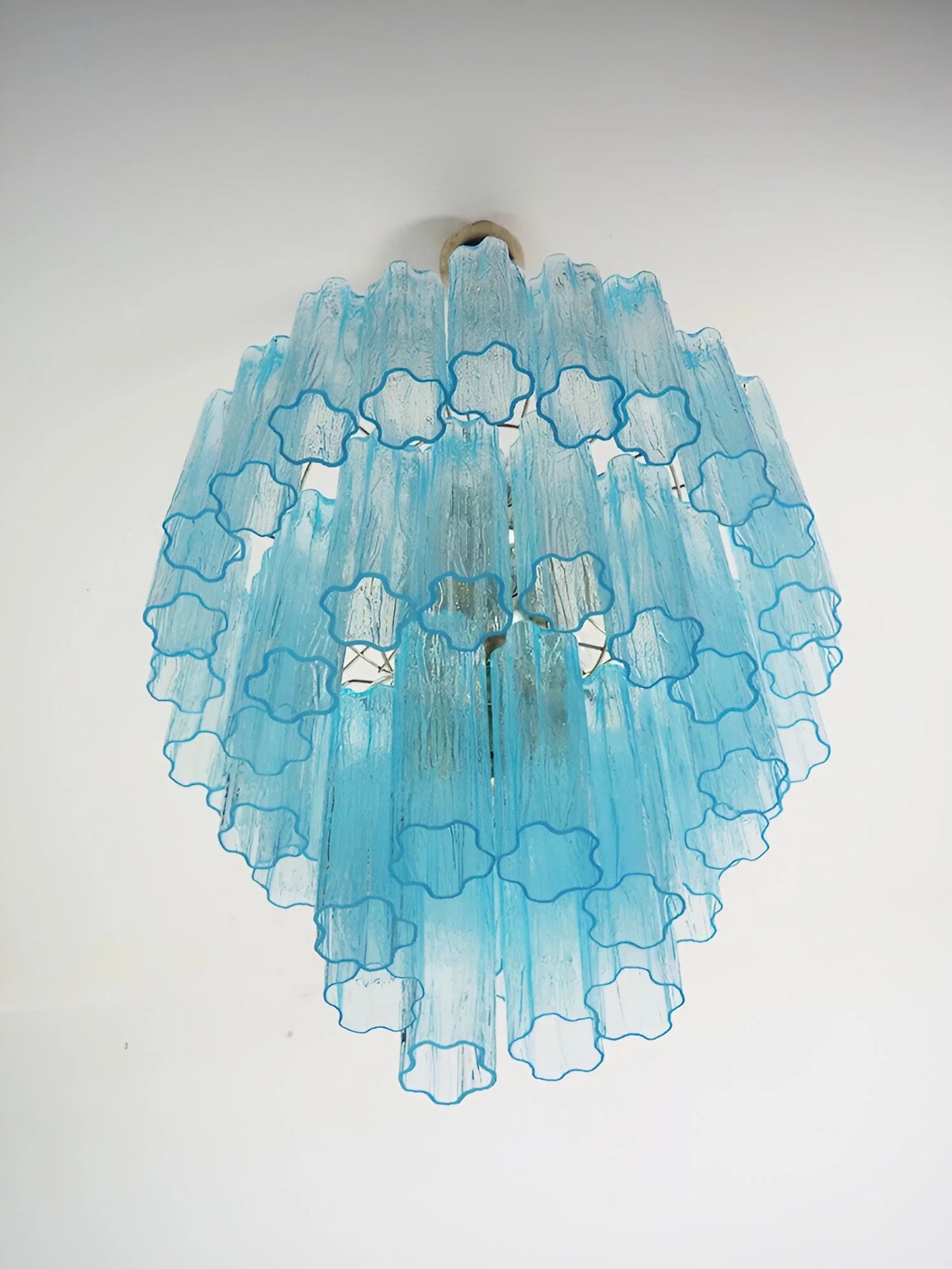 Elegant Blue Murano Tube Chandelier