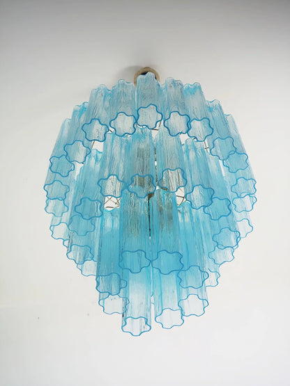 Elegant Blue Murano Tube Chandelier