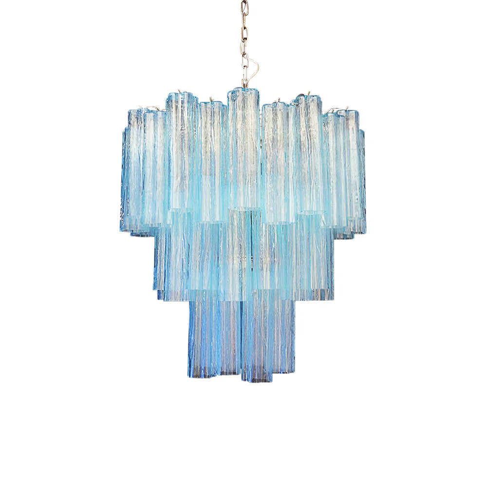 Elegant Blue Murano Tube Chandelier
