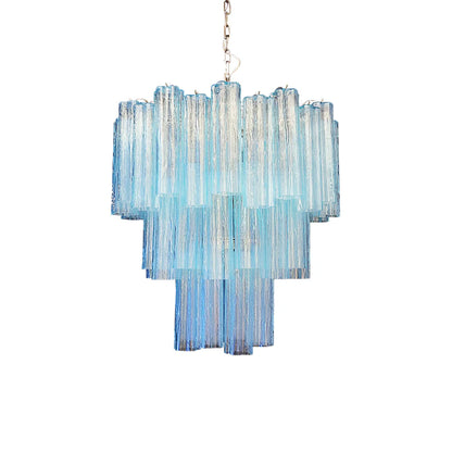 Elegant Blue Murano Tube Chandelier
