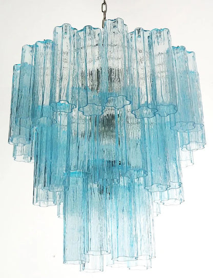 Elegant Blue Murano Tube Chandelier
