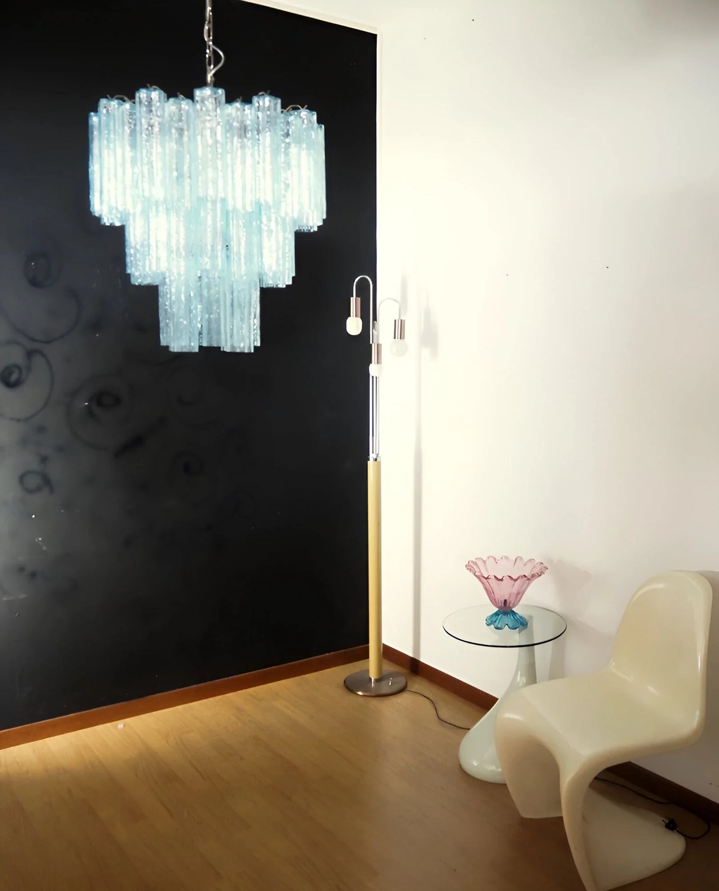 Elegant Blue Murano Tube Chandelier
