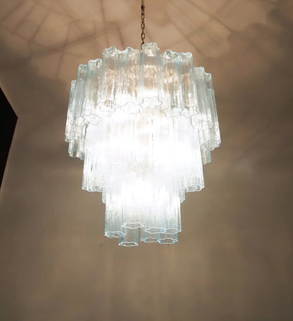 Elegant Blue Murano Tube Chandelier