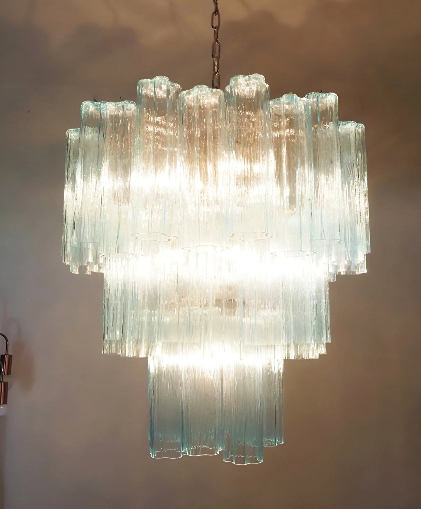 Elegant Blue Murano Tube Chandelier