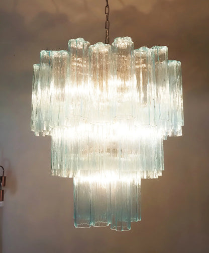 Elegant Blue Murano Tube Chandelier