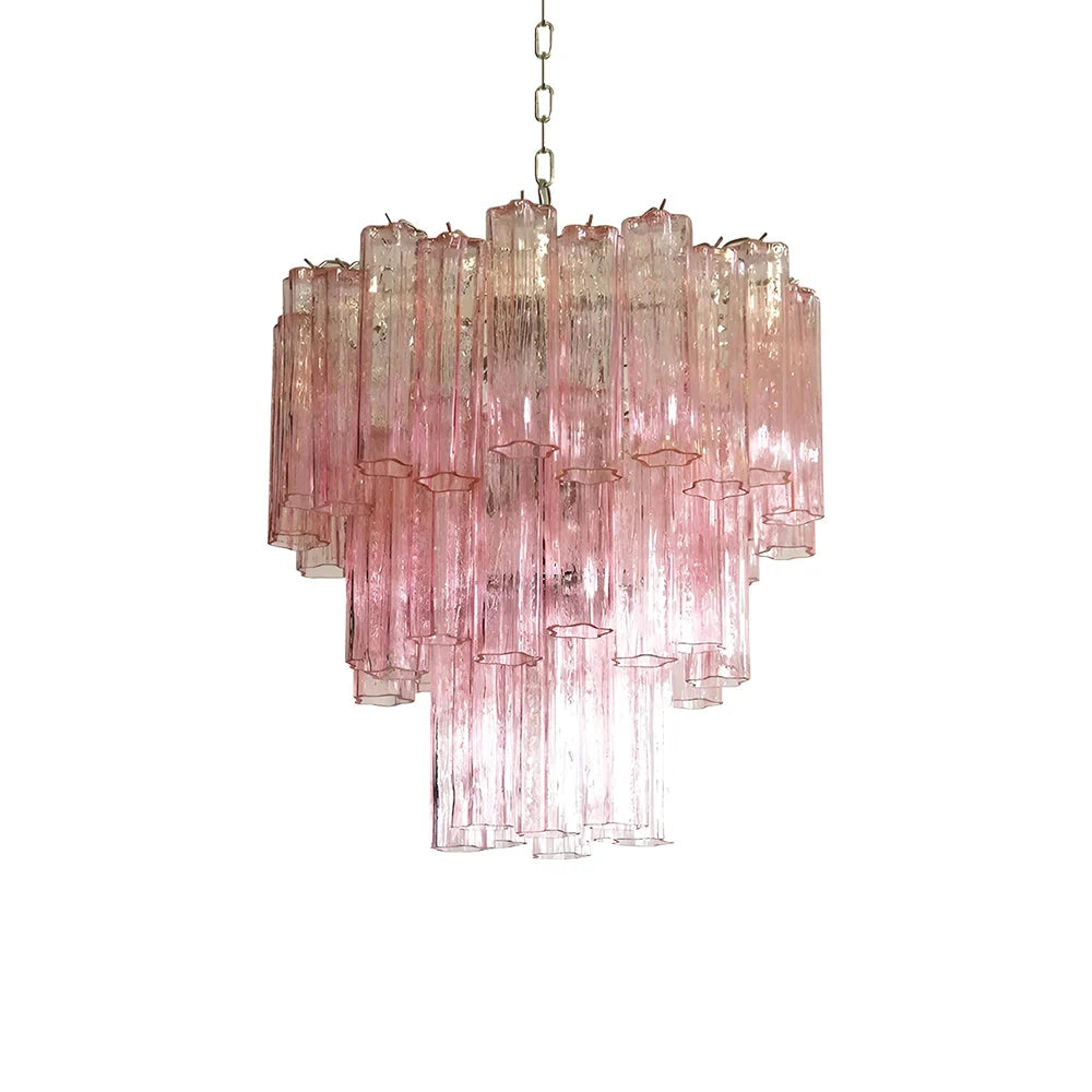 Elegant Pink Murano Tube Chandelier
