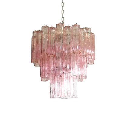 Elegant Pink Murano Tube Chandelier