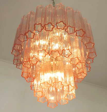 Elegant Pink Murano Tube Chandelier