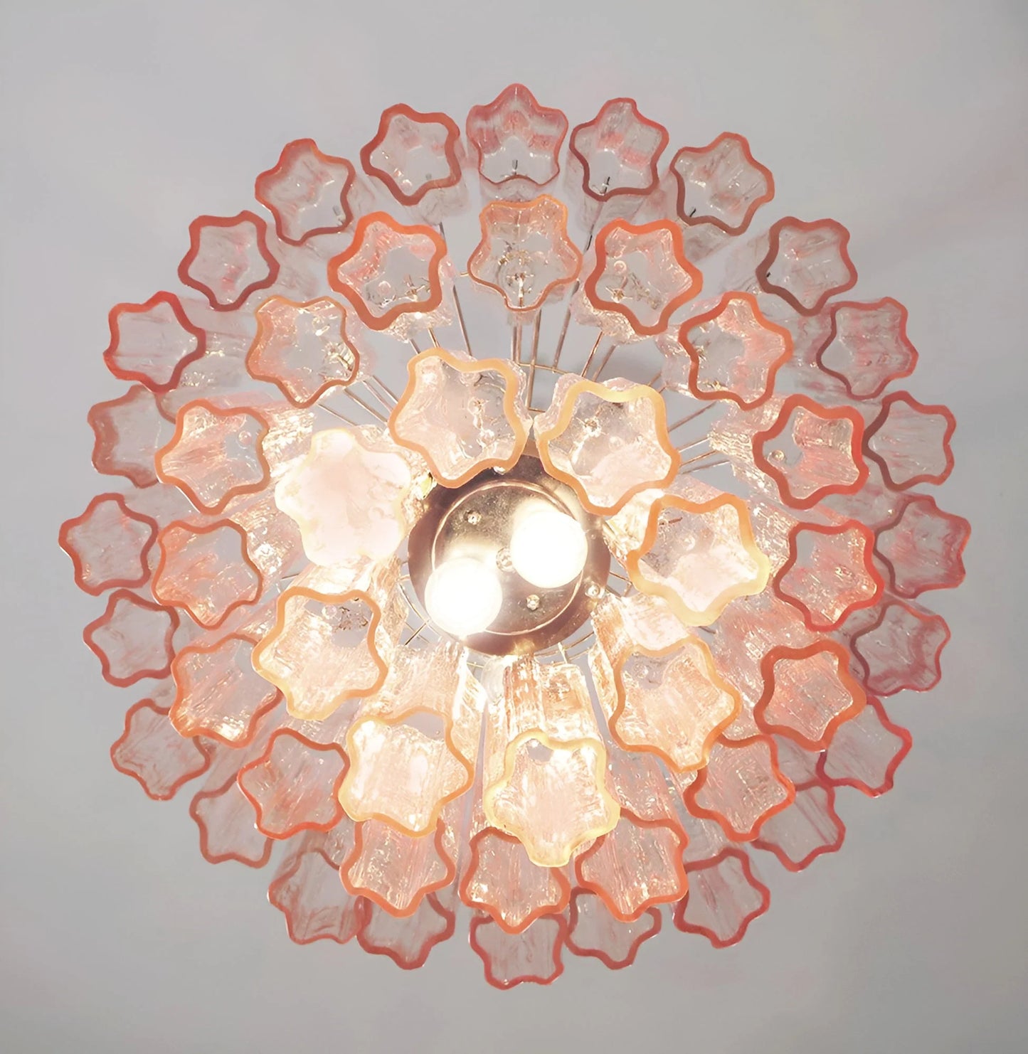 Elegant Pink Murano Tube Chandelier