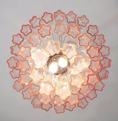 Elegant Pink Murano Tube Chandelier