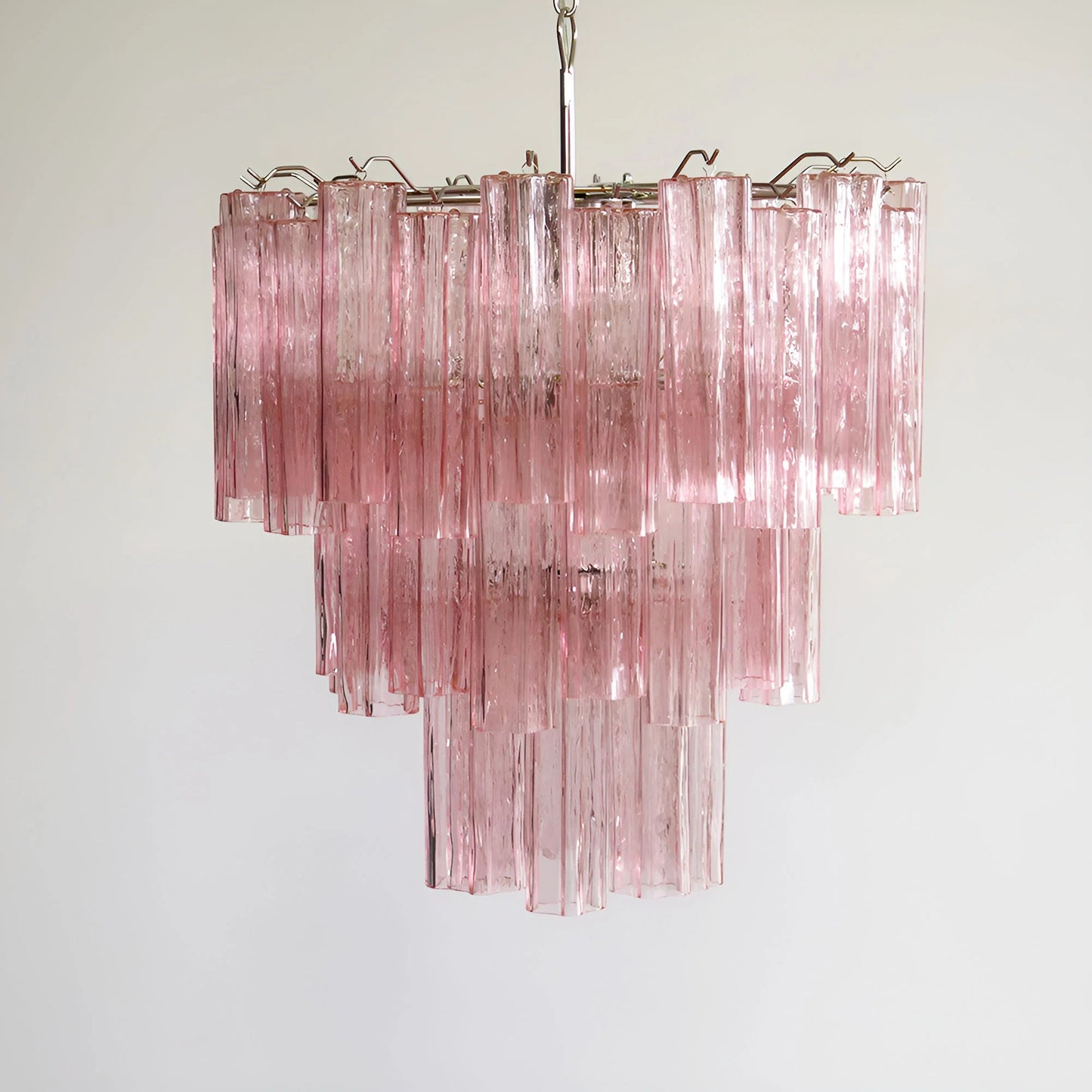 Elegant Pink Murano Tube Chandelier