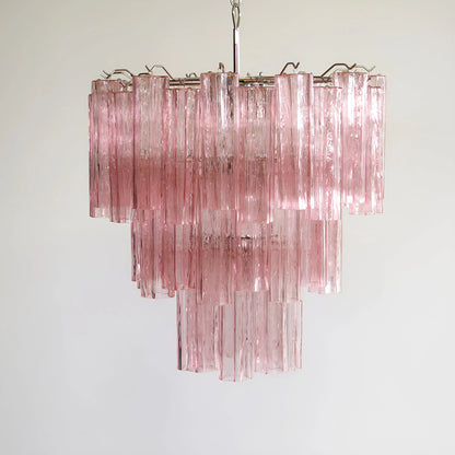Elegant Pink Murano Tube Chandelier