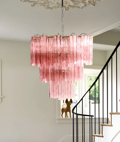 Elegant Pink Murano Tube Chandelier