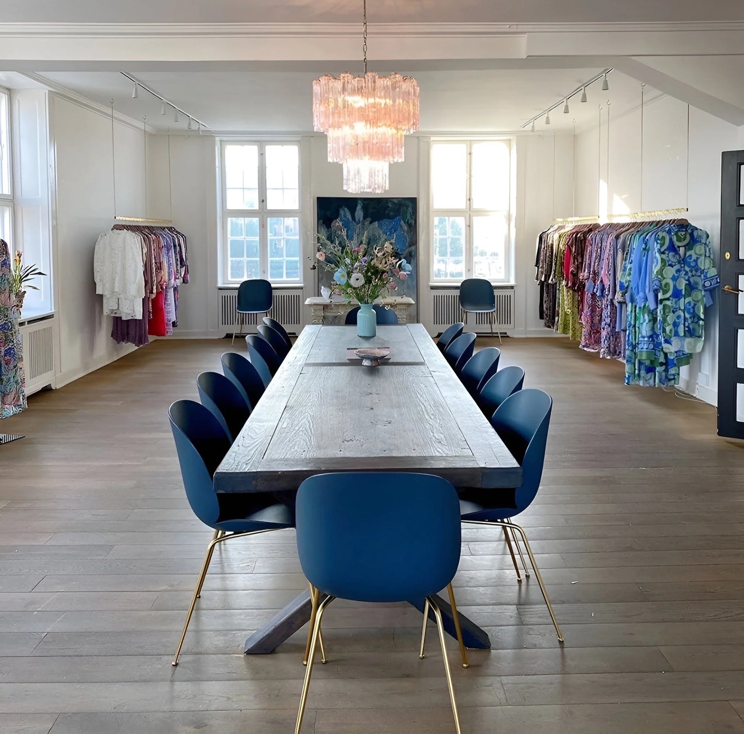 Elegant Pink Murano Tube Chandelier