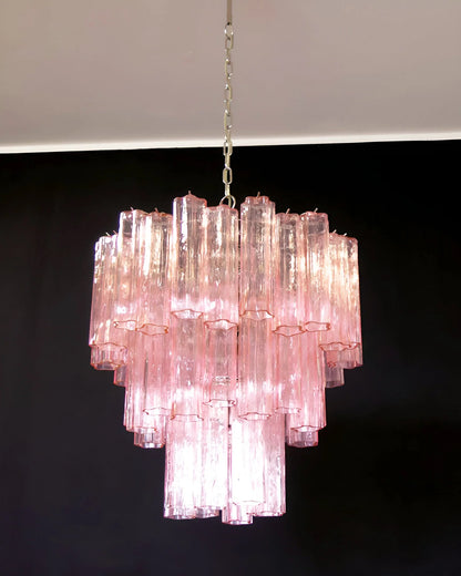 Elegant Pink Murano Tube Chandelier