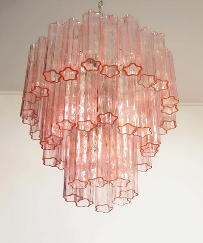 Elegant Pink Murano Tube Chandelier