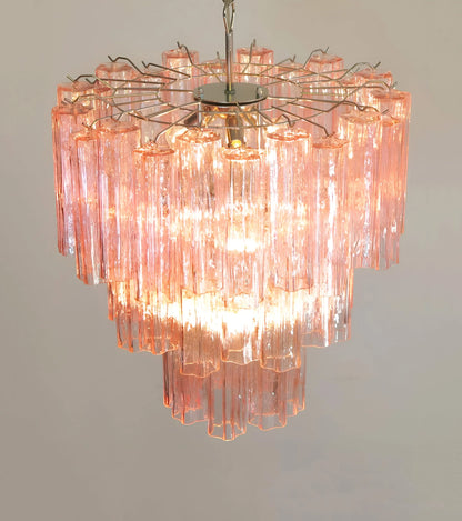 Elegant Pink Murano Tube Chandelier