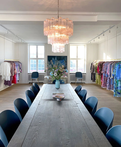 Elegant Pink Murano Tube Chandelier