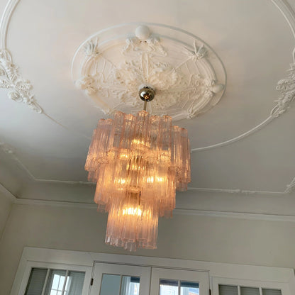 Elegant Pink Murano Tube Chandelier