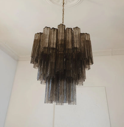 Elegant Smoke Murano Tube Chandelier