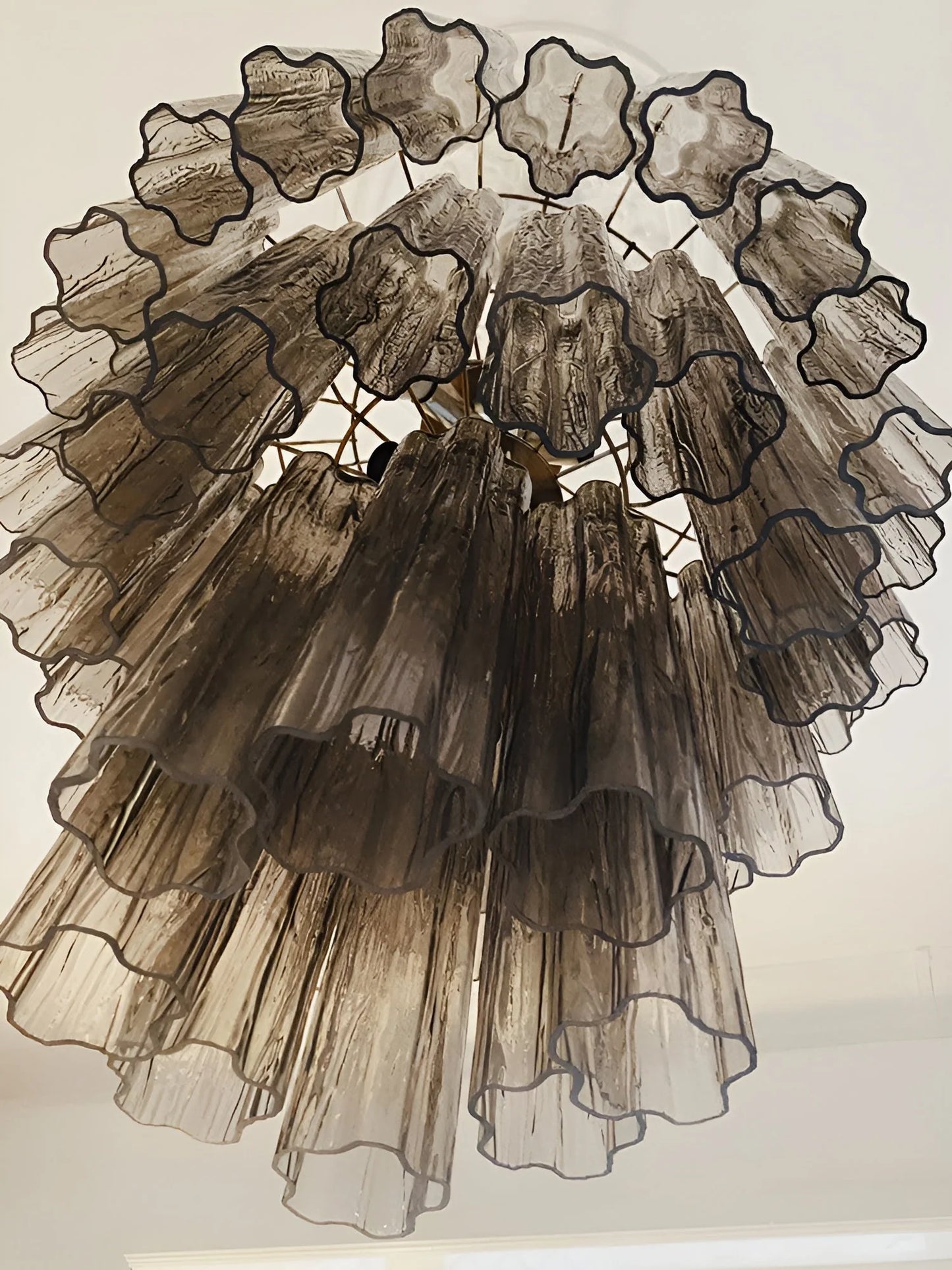 Elegant Smoke Murano Tube Chandelier