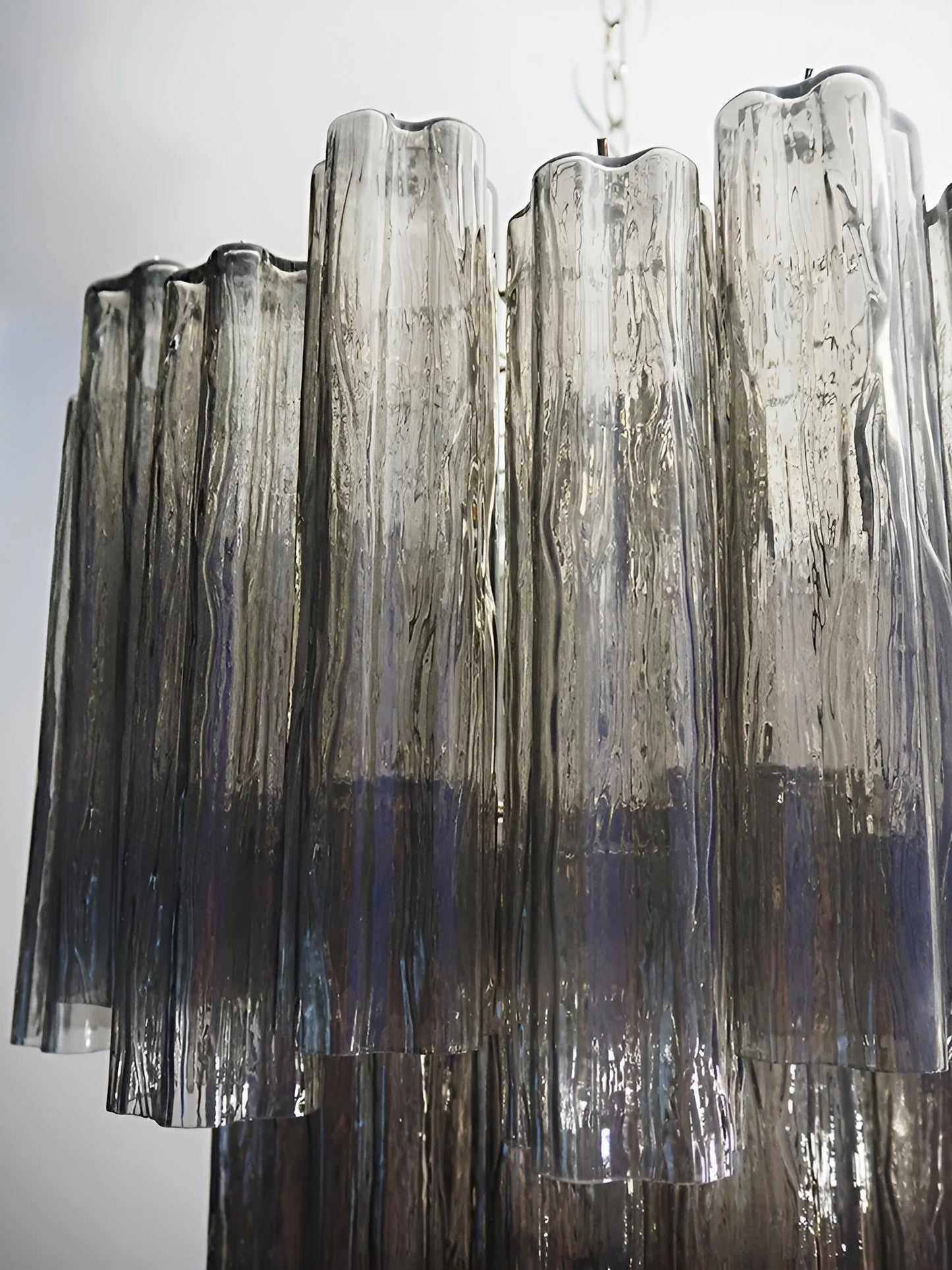 Elegant Smoke Murano Tube Chandelier